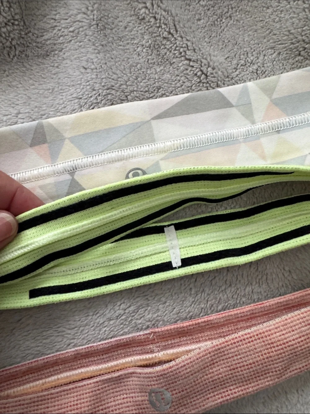 lululemon athletica Trio Pack: Geometric Gray, Lime Green & Dusty Pink Headbands
